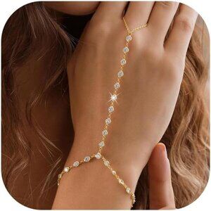 Gold Hand Chain Bracelet | Ring Bracelet Jewelry | Elegant Gift for Her